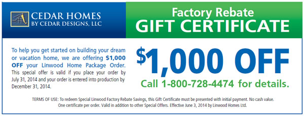 cedar homes rebate